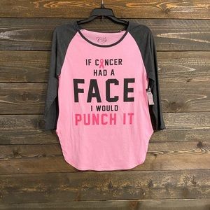 Pink and gray baseball tee